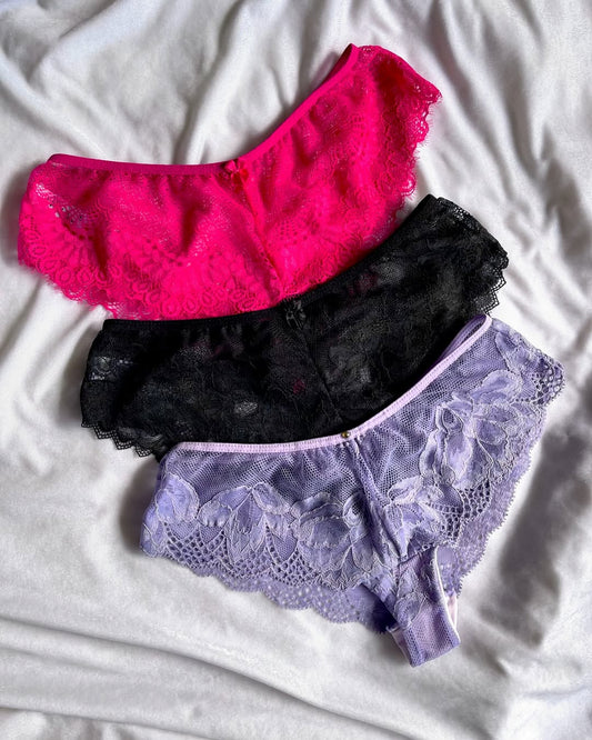 👙✨ Panties tipo culotte de encaje y licra 💖